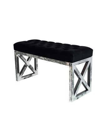 Ławka Metalowa Loft Siedzisko Pikowane Czarny LPM-14, EMRA WOOD DESIGN