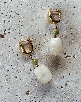 Kolczyki pozłacane Jaspis Matcha i Cytryn, Chmolowska Jewellery