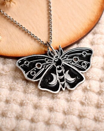 Czarny Motyl, Czarna Ćma- Wisiorek, Naszyjnik, Zawieszka, Projekt320