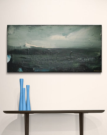 Obraz ręcznie malowany na płótnie 30 x 60 cm - abstrakcyjny pejzaż, Kasia Kulicka