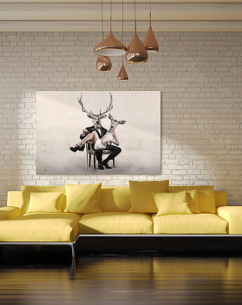 OBR AZ NA PŁÓTNIE- 100x70cm Jelenie, NOWdeco