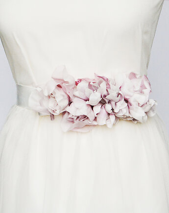 Pas ślubny z jedwabnymi kwiatami, Kasia Rodak Design