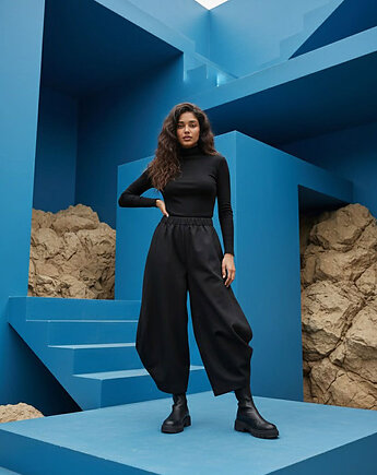 Spodnie eleganckie jedwabne MAUII 80% silk Czarne, OTTAVIANO Dominika Mlynczak