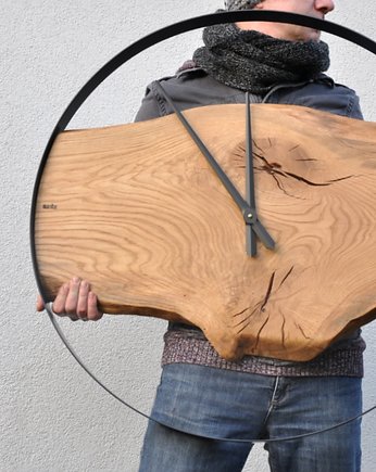 Zegar LOFT - dębowy - 80 cm, Oldtree