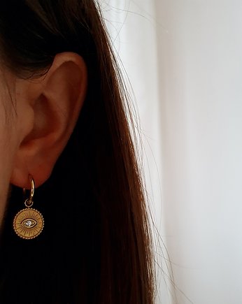 Kolczyki złote koła z okiem, LEI handmade 