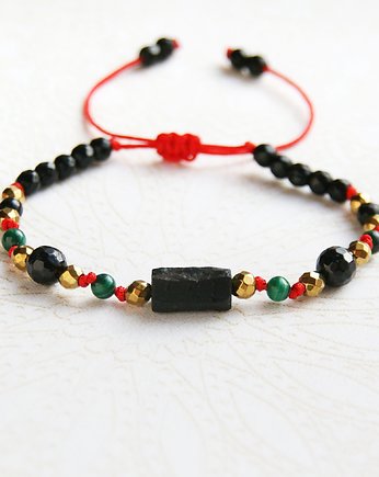 Ochronna bransoletka - czarny turmalin, MALACHIT, kaktusia