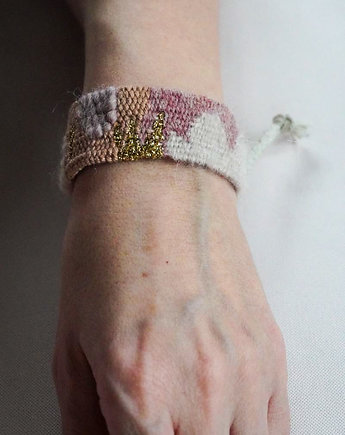 Bransoletka boho tkana na krośnie wiązana, Słońcem Tkane