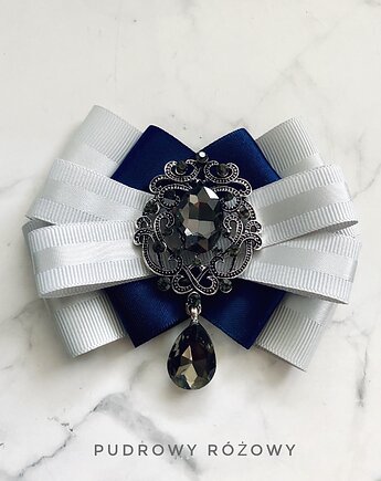 Brosza z szarą kryształową ozdobą NEW, Pudrowy Różowy