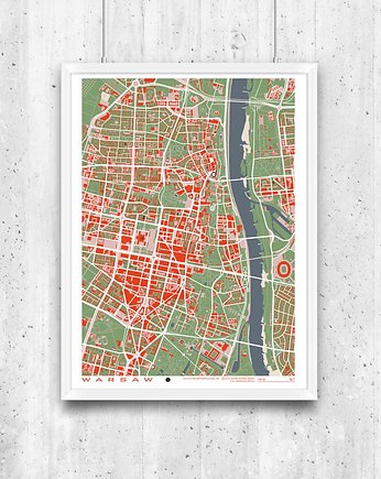 Warszawa - plan miasta - plakat A2, minimalmill