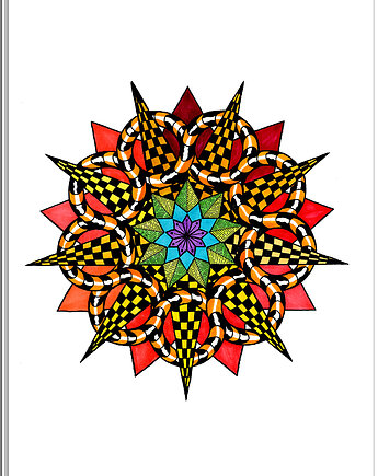 59. MANDALA NA OSTRO - czerwona - rysunek, plakat, kama4you