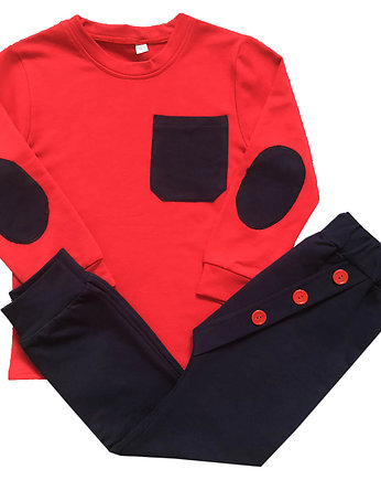 BUGZY Zestaw czerwona bluza + Spodnie granatowe, Bugzy