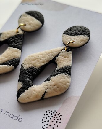 Kolczyki wiszące panterka zwierzęce czarne, Waszkamade