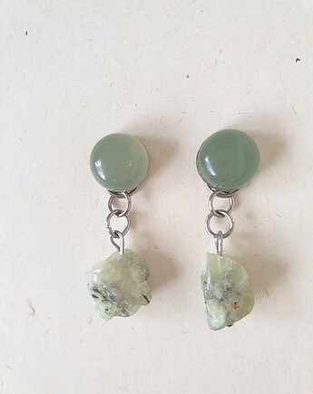 Kolczyki RAW phrenit, jadeit, modesign