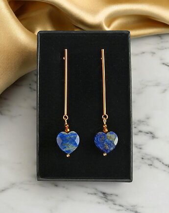 Kolczyki serduszka LAPIS LAZULI : długie : wyjątkowy prezent