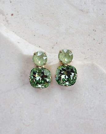 Kolczyki pozłacane AMORE: Paradise Green & Peridot, White Jasmine