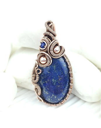 Wisiorek wire wrapping z lapis lazuli, Blue Pearl Art