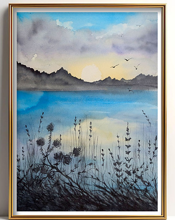 Oryginalna akwarela. Lot nad wodą A3, Malgorzata Domanska