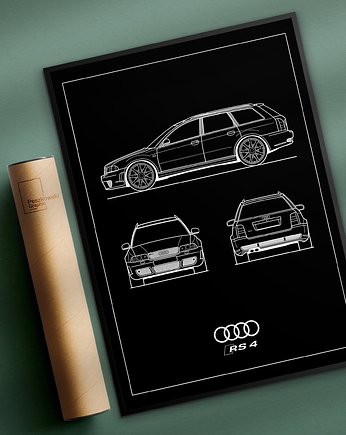 Plakat Legendy Motoryzacji - Audi RS4, OKAZJE - Prezenty na 18 dla chłopaka