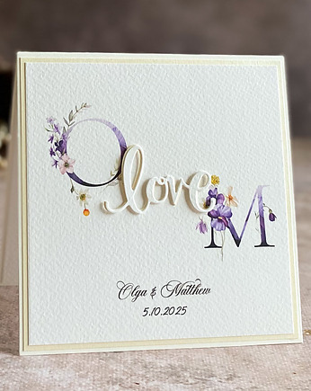 Kartka ślubna z inicjałami Młodej Pary, WP 53b, Anna Art and Crafts