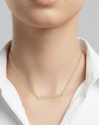 Złoty Naszyjniki z Imieniem dowolny napis imię, ZaNa Design