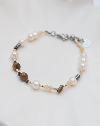 Bransoletka z Pereł Tygrysiego Oka i Masy Perłowej, w hand works