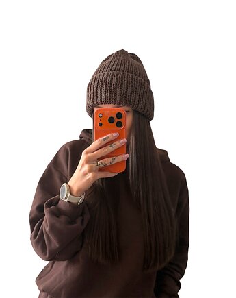 Czekoladowa czapka 100% merino, SZYSZKA sztrykuje