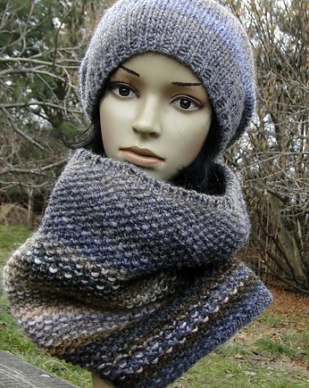 szara oliwka / komplet, agat handmade