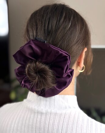 Big scrunchie Śliwka, wu handmade