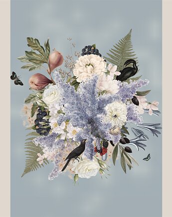 Plakat - Błękitny Bukiet, hint of time collage studio