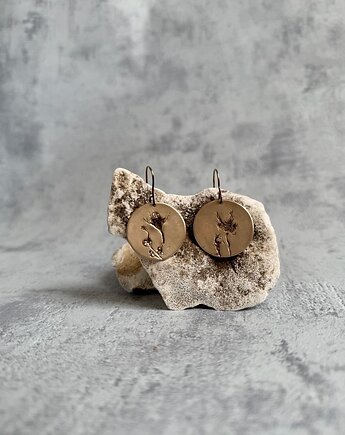 Kolczyki z brązu z unikatowym odciskiem prawdziwych roślin, Metalova Magia