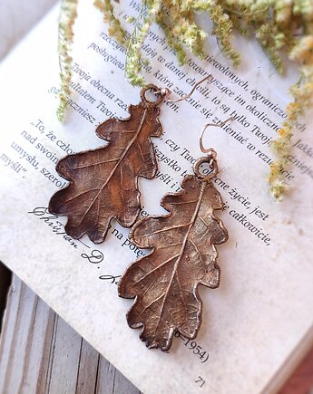 Liście dębu IV kolczyki miedziane, Treemasters Copper Jewelry