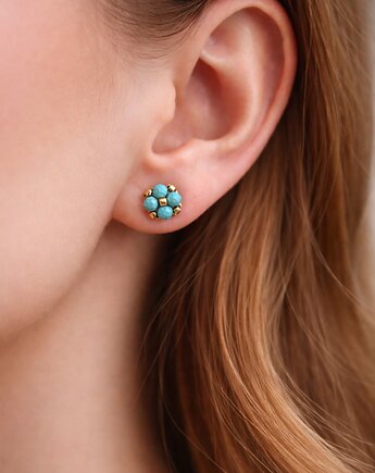 Delikatne Kolczyki Sztyfty - Turkus, STAGHORN