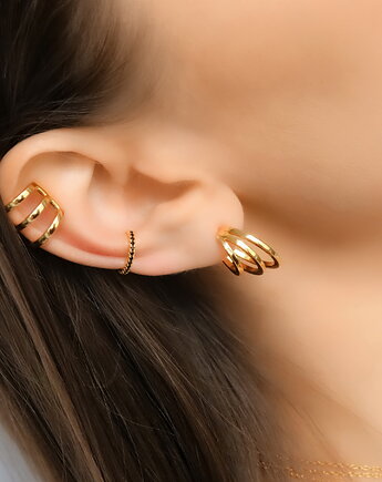 Nausznica "Black Accent" ozdobiona czarnymi cyrkoniami - srebro 925 pozłacane, Coccola JEWELLERY