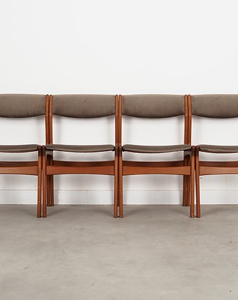 Komplet czterech krzeseł tekowych, duński design, lata 60, produkcja: Nova, Przetwory design