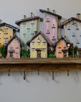 Kolorowy drewniany wieszak na klucze dekoracyjny wieszak ścienny, Creative Craft Family R