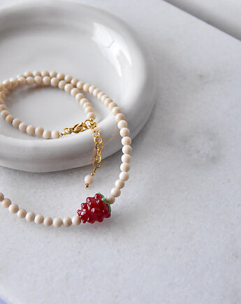 Naszyjnik z kamieniem rzecznym i malinką, theZuzu store