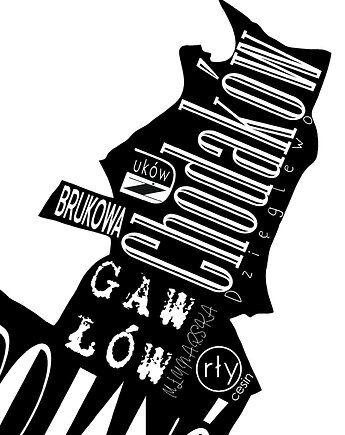 Mapa - SOCHACZEW plakat czarno biały, Be ART