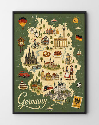 Plakat Mapa Niemcy na prezent - różne formaty do wyboru, HOG STUDIO