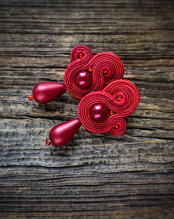 Bordowe kolczyki soutache, Mró Soutache