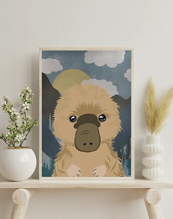 Uroczy dziobak i góry Wyjątkowy plakat do dziecięcego pokoju, GG STORE