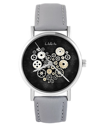 Zegarek - Steampunk Heart 2 - skóra, szary, yenoo