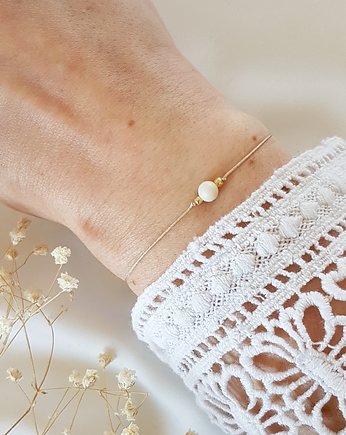 Beżowa bransoletka z kamieniem rzecznym, LEI handmade 