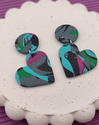 Kolczyki HEART wiszące mix, WILDBI design