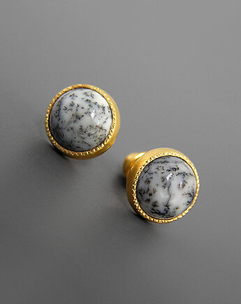 Kolczyki z agatem dendrytowym, srebro pozłacane, Pastelove Jewelry