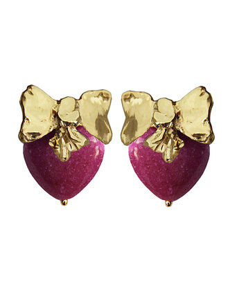 Kolczyki srebrne Kokardy - purpurowe jadeity, Ker Jewellery