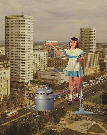 Plakat Sprzątanie Marszałkowskiej Kolaż, Magda Rzeźniczak
