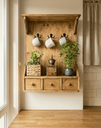 Ścienny regał wiszący z szufladami retro, prowansja, PiorunowoSzafa