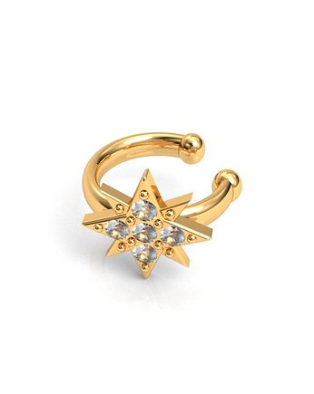 Nausznica STAR -srebro,złoto,róż, ISSI Jewelry