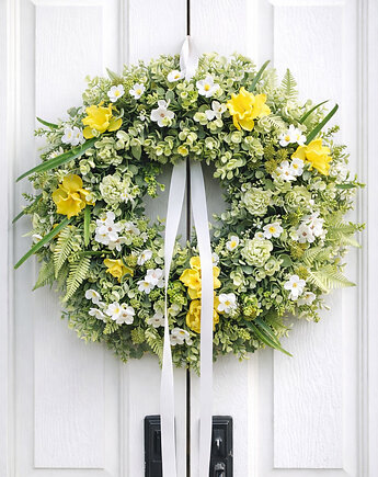 Wiosenny wianek słoneczne żonkile 45 cm, FlodiaAtelier
