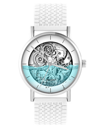 Zegarek - Steampunk wodny - silikonowy, biały